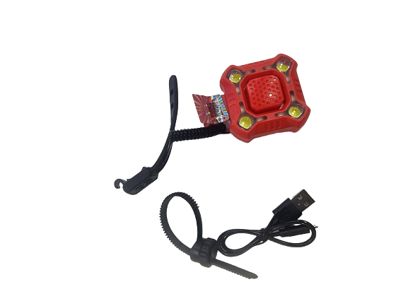 צופר מרובע בצבע אדום עם לד כחול אדום, עם כבל להטענה וגומייה להרכבה קלה