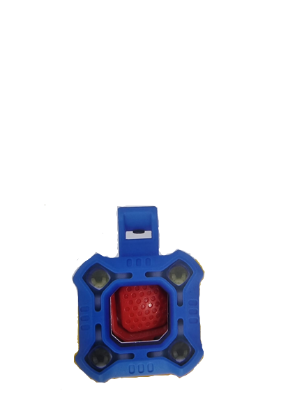 צופר מרובע בצבע כחול ובאמצע ריבוע אדום נטען עם לד כחול אדום, עם כבל להטענה וגומייה להרכבה קלה